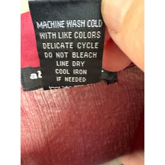 About A Girl‎ Womens Maroon Blouse L Sheer Button-Up Long Sleeve 100% Polyester - Picture 6 of 7